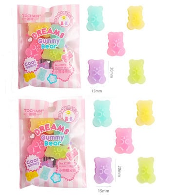 5db/táska Kawaii medve radírok aranyos ceruza radírok barkács író rajzeszköz gyerekeknek ajándék koreai írószer iskolai irodaszerek