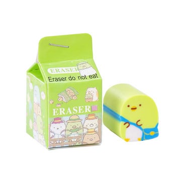 4 τεμ./συσκευασία Kawaii Milk Box Sumikko Gurashi Rubber Eraser Cute Erasers Stationery Δώρα Βραβεία Σχολικά Προμήθειες Χαριτωμένα χαρτικά