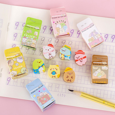 4 db/csomag Kawaii Milk Box Sumikko Gurashi gumiradír Aranyos radírok Irodaszerek Ajándékdíjak Iskolaszerek Aranyos írószerek
