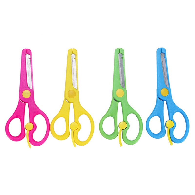 Színes gyerekeknek műanyag kerek fejű biztonsági olló gyerekeknek papírvágó eszköz óvodai tanulóknak írószer olló partiajándék