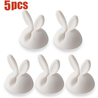 10 ΤΕΜ. Cute Rabbit Ears Cable Bobbin Winder Clip Organizer σύρμα θήκη γραφείου κορδόνι Αυτοκόλλητες βάσεις συρμάτινων κλιπ οργανωτή καλωδίων