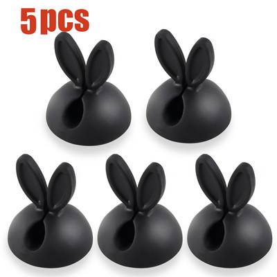 10 ΤΕΜ. Cute Rabbit Ears Cable Bobbin Winder Clip Organizer σύρμα θήκη γραφείου κορδόνι Αυτοκόλλητες βάσεις συρμάτινων κλιπ οργανωτή καλωδίων