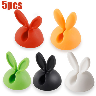 10 ΤΕΜ. Cute Rabbit Ears Cable Bobbin Winder Clip Organizer σύρμα θήκη γραφείου κορδόνι Αυτοκόλλητες βάσεις συρμάτινων κλιπ οργανωτή καλωδίων