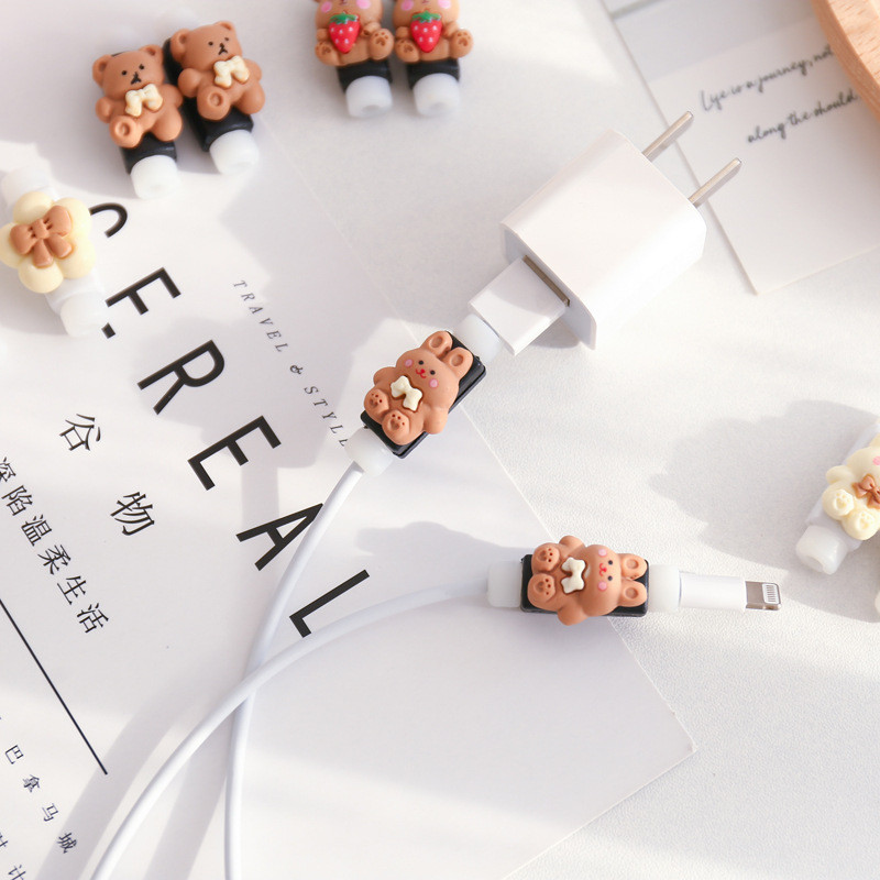 2Pcs Kawaii Data Cable Zaštitna navlaka Slatki crtani kabel za punjenje mobilnog telefona Zaštita od loma za iphone 14 13 12