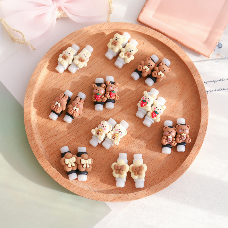 2Pcs Kawaii Data Cable Zaštitna navlaka Slatki crtani kabel za punjenje mobilnog telefona Zaštita od loma za iphone 14 13 12