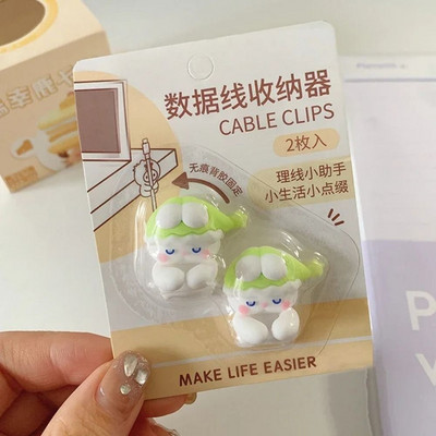 2kom Kawaii crtani organizator kabela Slatki USB punjač Linija podataka Žica Zidne kuke Držač kabela Namotač kabela za slušalice Stolni organizator