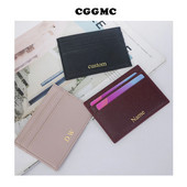 Ingyenes egyéni betűk Saffiano PU bőr kártyatartó vékony RFID blokkoló pénztárca DIY kezdőbetűk Hitelazonosító tok Táska Több kártyahely