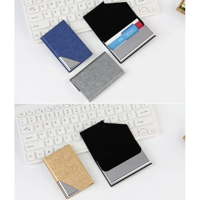 Névjegykártyatartó mágneses PU bőr rozsdamentes acél névjegykártya tokkal ID névkártya tok férfiaknak női irodai 95*63mm