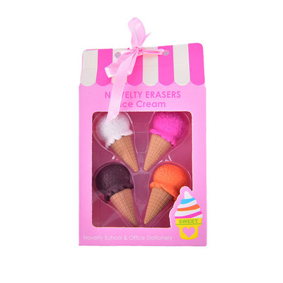Γραφική ύλη 4 τεμ. Kawaii Ice Cream Hamburger Lollipop Αποσπώμενη γόμα από καουτσούκ