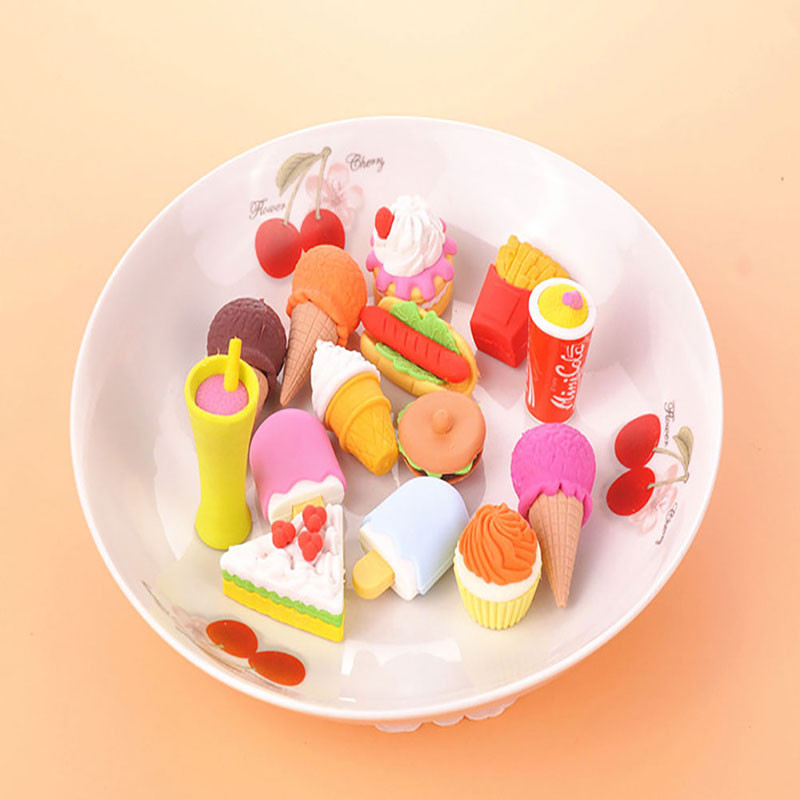 Γραφική ύλη 4 τεμ. Kawaii Ice Cream Hamburger Lollipop Αποσπώμενη γόμα από καουτσούκ