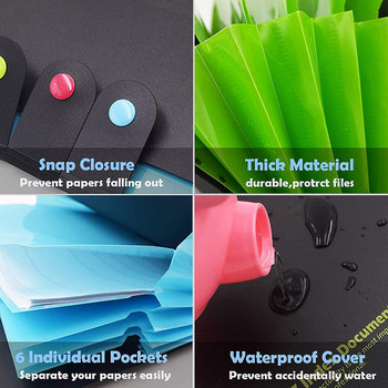 Φάκελοι φακέλων αρχείων ακορντεόν A4 Plastic Muilt-Colors, Επέκταση φακέλων αρχείων με 6 τσέπες, με κούμπωμα, για σχολικό γραφείο στο σπίτι