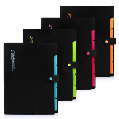 A4  Plastic  Muilt-Colors Accordion File Folders,Expanding File Folders with 6 Pockets,with Snap Closure,for School Home Office