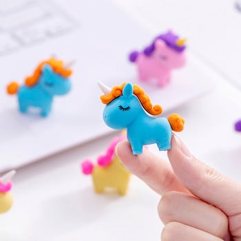 3 τεμ ΝΕΟ kawaii Cartoon Unicorn Eraser Rubber Cute Novelty Kids Learning Student Granty Material Material Escolar