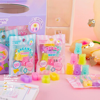 5 бр. Kawaii Bear Erasers Jelly Color Мини молив Гумени гуми Детски подаръци Инструмент за корекция Корейски канцеларски материали Офис консумативи