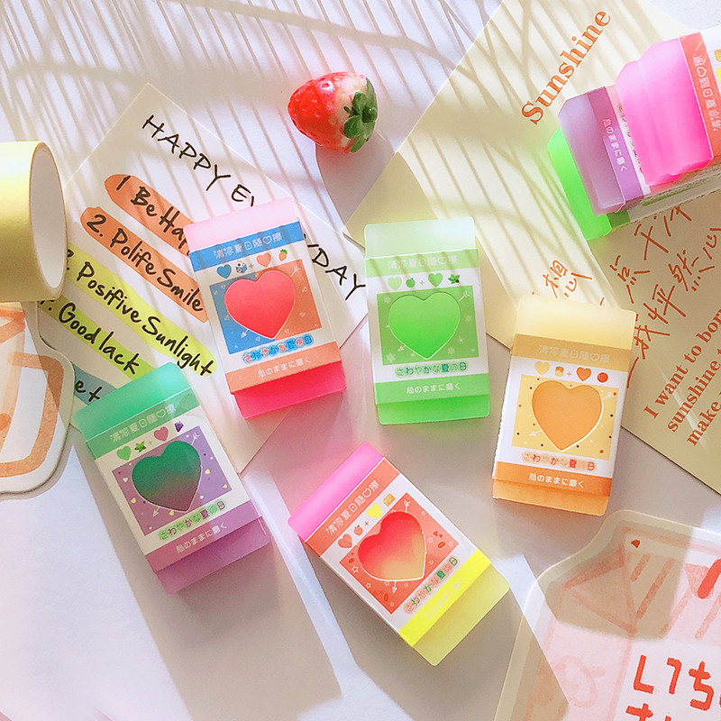 irodaszerek Diákok Menő díjak Kawaii Írószerek Aranyos Gumi Iskolai Kellékkészlet Újdonság Szép szív Radír gyerekeknek