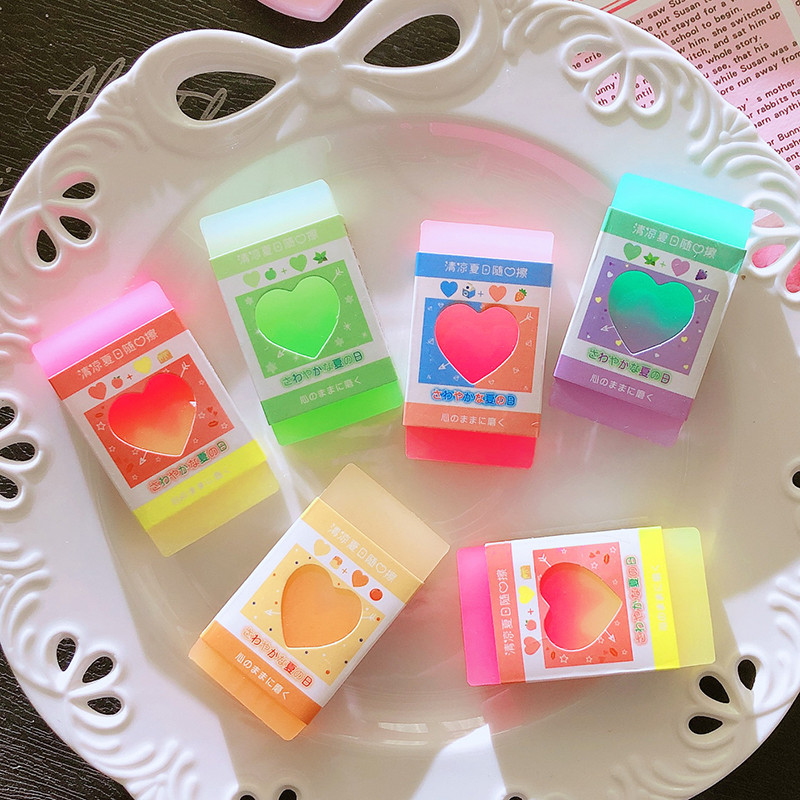 irodaszerek Diákok Menő díjak Kawaii Írószerek Aranyos Gumi Iskolai Kellékkészlet Újdonság Szép szív Radír gyerekeknek