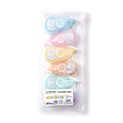 6 darab/készlet, fehér színű korrekciós szalag, több színű diák Kawaii hibajavító radír Diákiskolai írószer kellékek