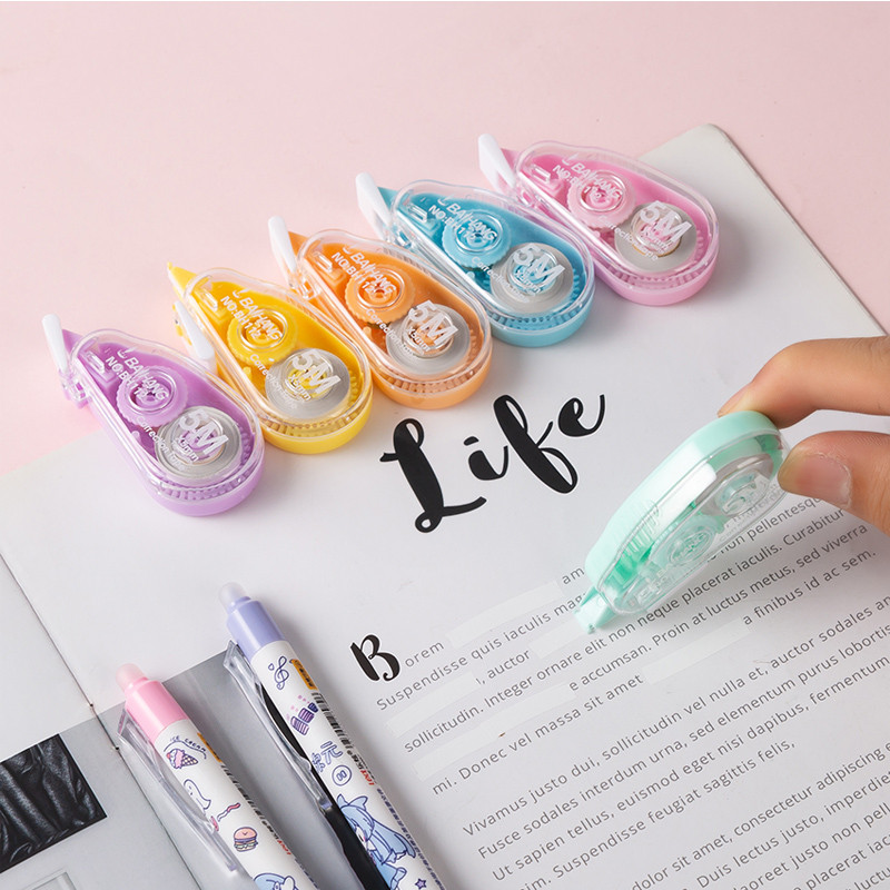 6 darab/készlet, fehér színű korrekciós szalag, több színű diák Kawaii hibajavító radír Diákiskolai írószer kellékek