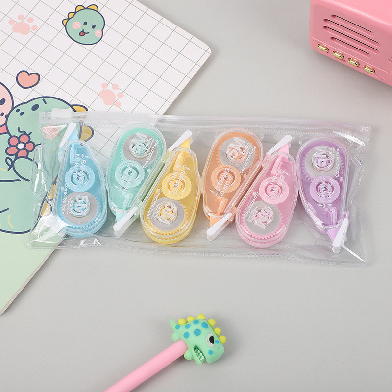 6 darab/készlet, fehér színű korrekciós szalag, több színű diák Kawaii hibajavító radír Diákiskolai írószer kellékek