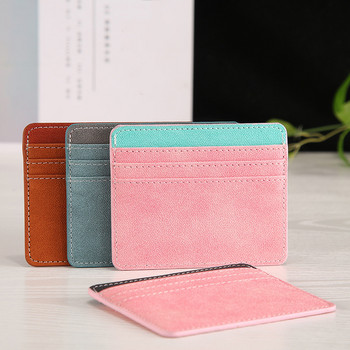 1 бр. Поставка за лична карта от изкуствена кожа Candy Color Bank Credit Card Box Multi Slot Slim Card Case Портфейл Жени Мъже Капак за визитки