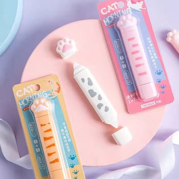 2 σε 1 Χαριτωμένο Kawaii Cat Paw Correction Tape Eraser Νέος Κόλλα διπλής κεφαλής Tape Point Glee Student School Προμήθειες γραφείου