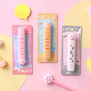 2 σε 1 Χαριτωμένο Kawaii Cat Paw Correction Tape Eraser Νέος Κόλλα διπλής κεφαλής Tape Point Glee Student School Προμήθειες γραφείου