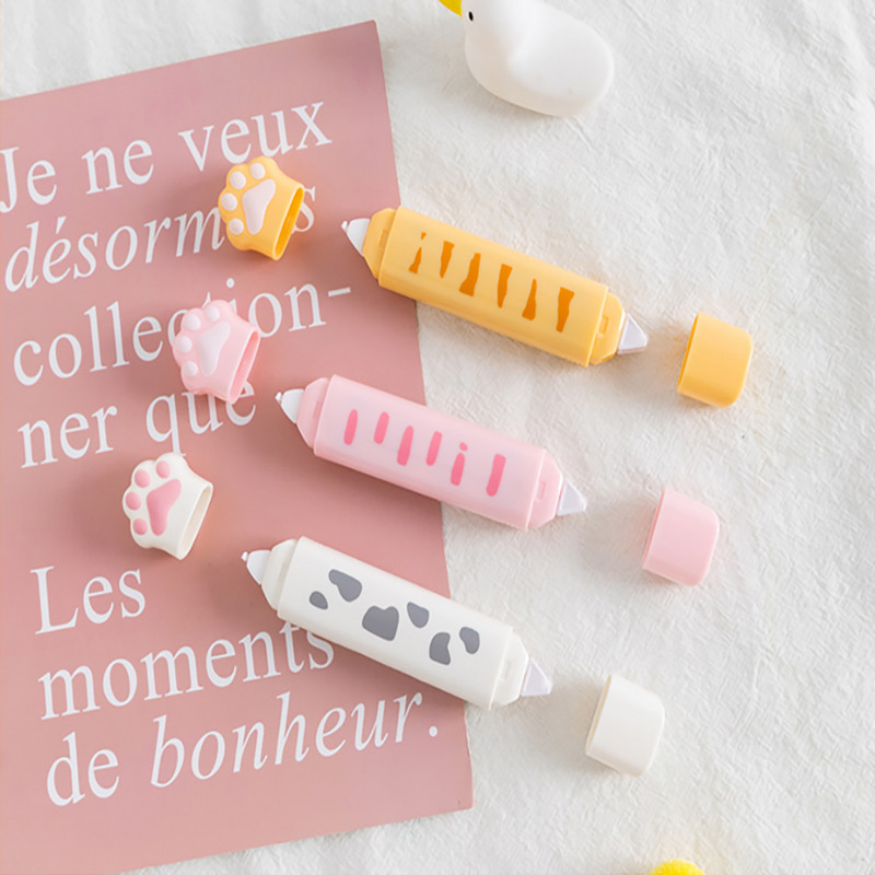 2 az 1-ben Aranyos Kawaii macskamancs korrekciós szalagradír újdonság, kétfejű szalagpontos ragasztó diák iskolai irodaszerek