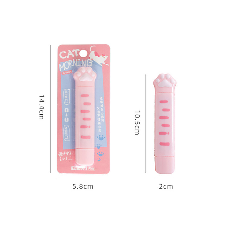 2 az 1-ben Aranyos Kawaii macskamancs korrekciós szalagradír újdonság, kétfejű szalagpontos ragasztó diák iskolai irodaszerek
